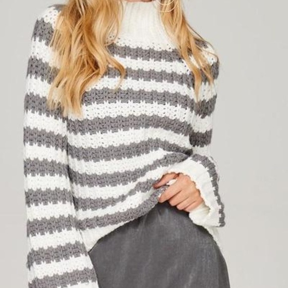 Chunky Striped Sweater with Bell Sleeves - Picture 1 of 3